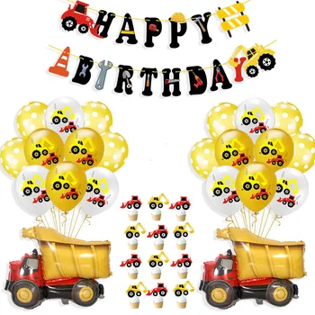 

KUKUZHU Cartoon Air Balloons Cars Fire Truck Balloon Confetti Baloons Children Birthday Party Decorations Kids Baby Shower Boy