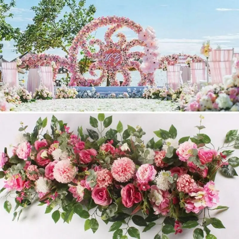 ファストファッション通販サイト雑誌 人工の絹の花の列 50cm 日曜大工 結婚式のアーチのプラットフォーム クリスマスの背景 壁の装飾のアクセサリー 最終sale Signature Johaness Com