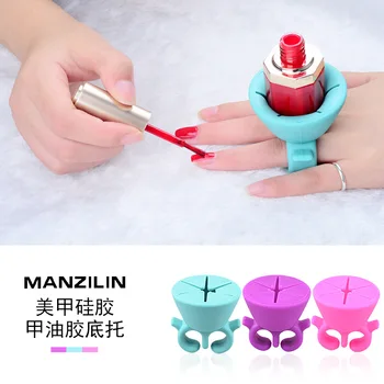

Nail tools wholesale nail polish bottle holder silicone clamp finger separator nail carrier base fixed bracket