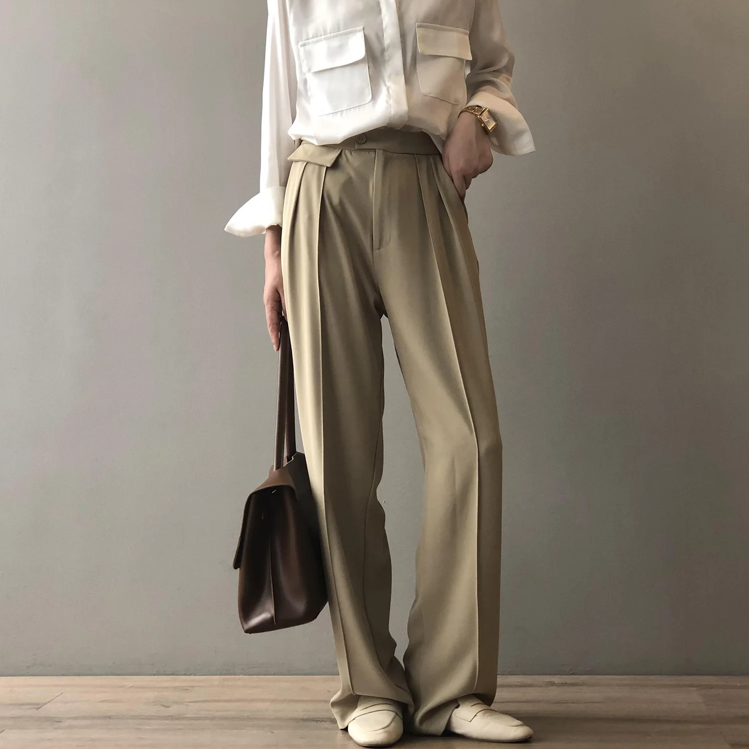 Women's Casual Pants High Waist Pleated Vertical Pants Loose Pants Suit Pants 2022 Spring And Autumn New Style joggers for women