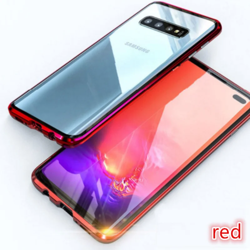 360 Передний+ задний двухсторонний 9Н чехол из закаленного стекла для samsung Galaxy ys10 S8 S10 Plus S9Plus S9 Note 9 8 чехол Магнитный - Цвет: Red