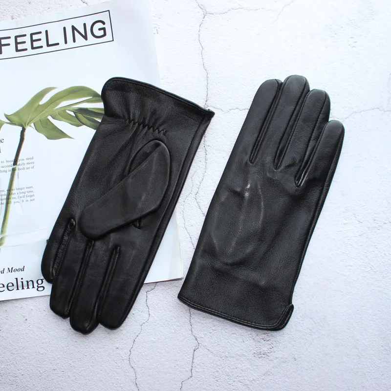 New sheepskin gloves men's leather unlined thin summer can touch screen outdoor sports driving riding gloves spring and autumn