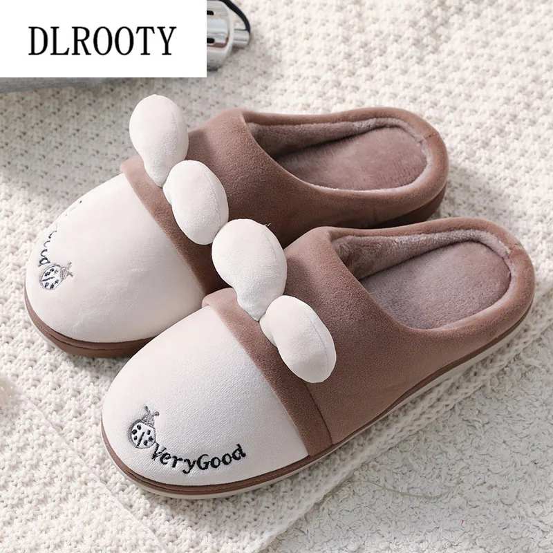 Men Slippers New Winter Warm Short Plush Fashion Cute Indoor Flip Flop Platform Silent Non-slip Shoes Male Slides Flat Casual
