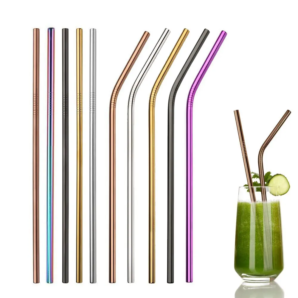 

Manufacturers Supply 304 Stainless Steel Color Metal Straw Customizable Creative Beverage Milk Tea Coffee Metal Straw