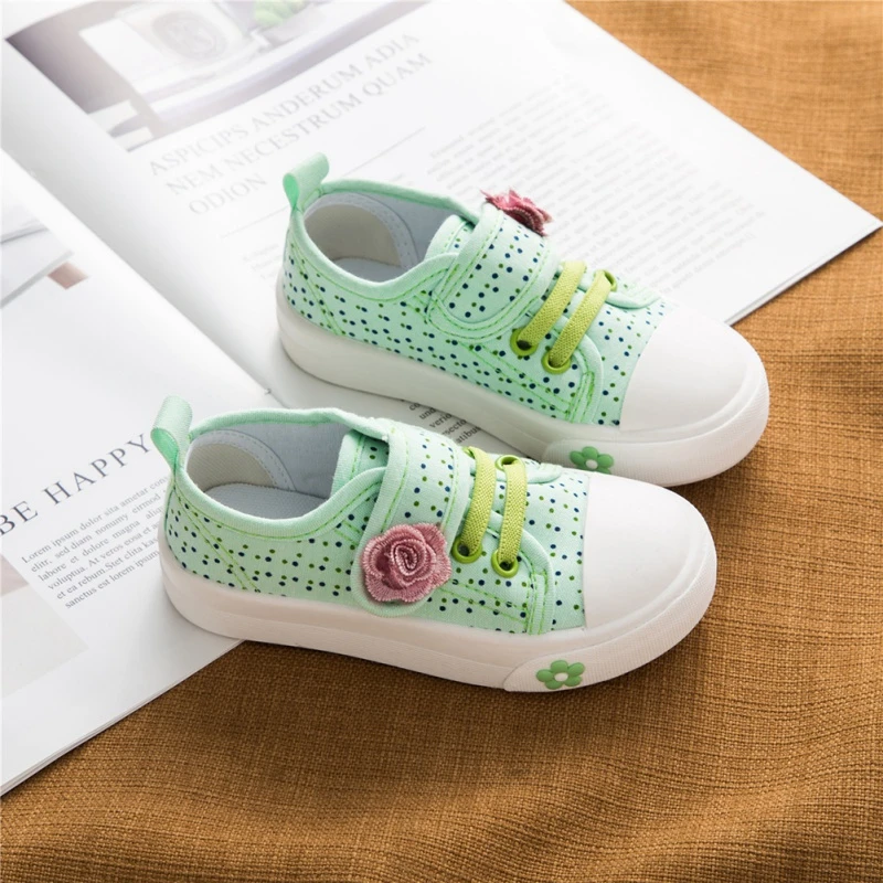 Kids Girls Canvas Sneaker Breathe New Arrival Flower Kids Shoes Causal Sewing Student Sport Shoes Flat Children's Footwear Shoes