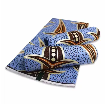 

New Arrival Gold Wax Line Layer Surface African Fabric Wax High Quality 6yards Real Wax Print Fabric for Women Dress 90922-6