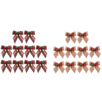 

Burlap Jute Christmas Tree Ornaments, Christmas Ribbon Bows for Christmas Tree Presents Decorations Ornaments