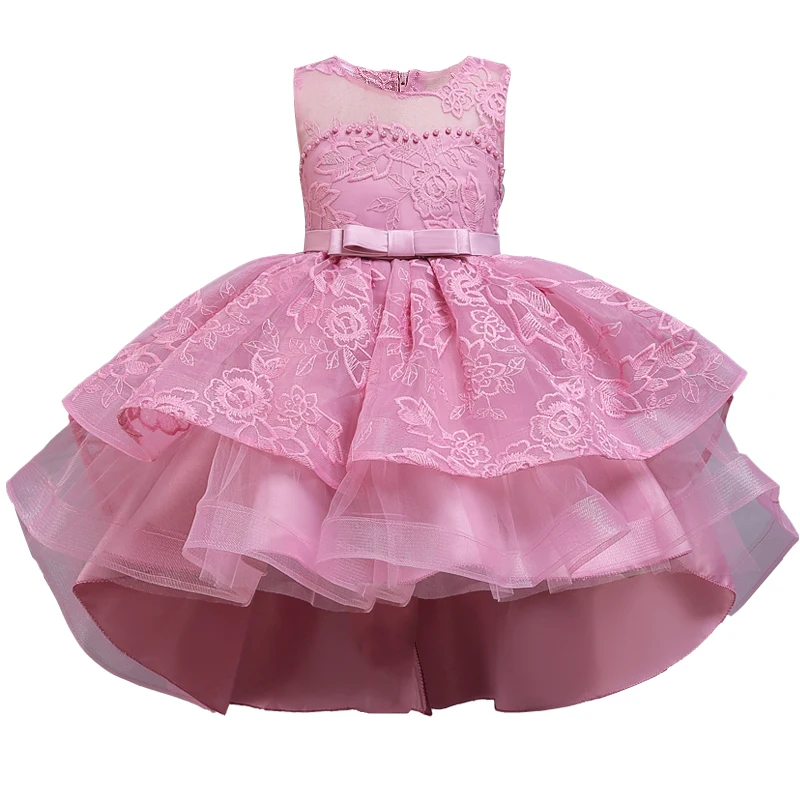 Dark pink Детская Костюмы элегантные Одежда принцессы Свадебная вечеринка платья для маленьких девочек для Платье подружки невесты для девочек 3 От 10 до 12 лет - Цвет: Dark pink