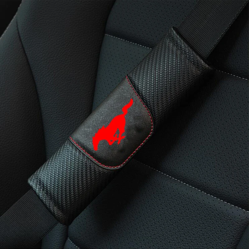 Для Ford Mustang 2 шт. модная карбоновая Накладка для ремня безопасности автомобиля волоконный Кожаный Автомобильный Ремень безопасности Наплечная накладка автомобильные аксессуары для стайлинга автомобиля