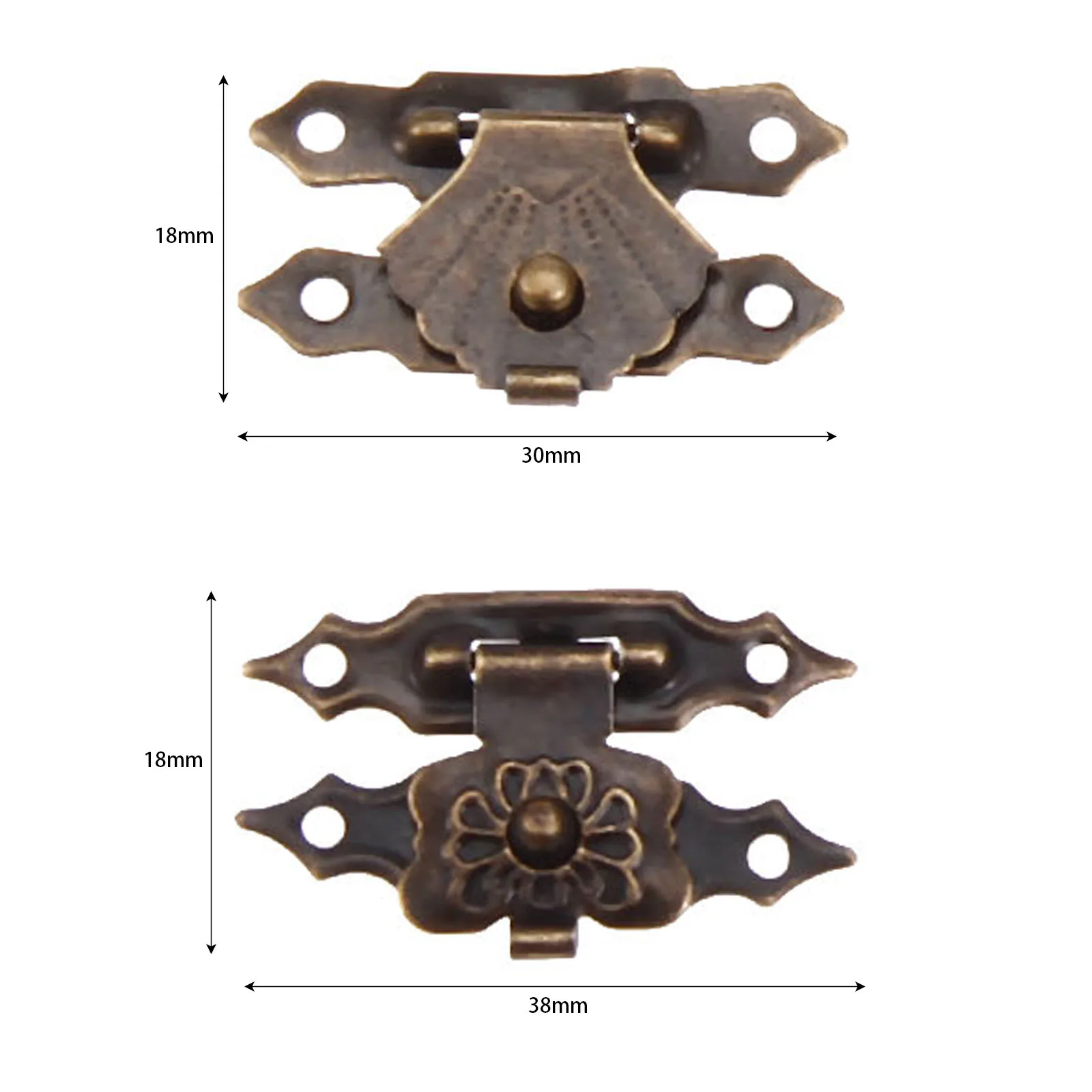 10Pcs Box Latch Hasps Antique Iron Jewelry Padlock Hasp Locked Wooden Wine Gift Box Handbag Buckle Hardware Accessories 30x18mm