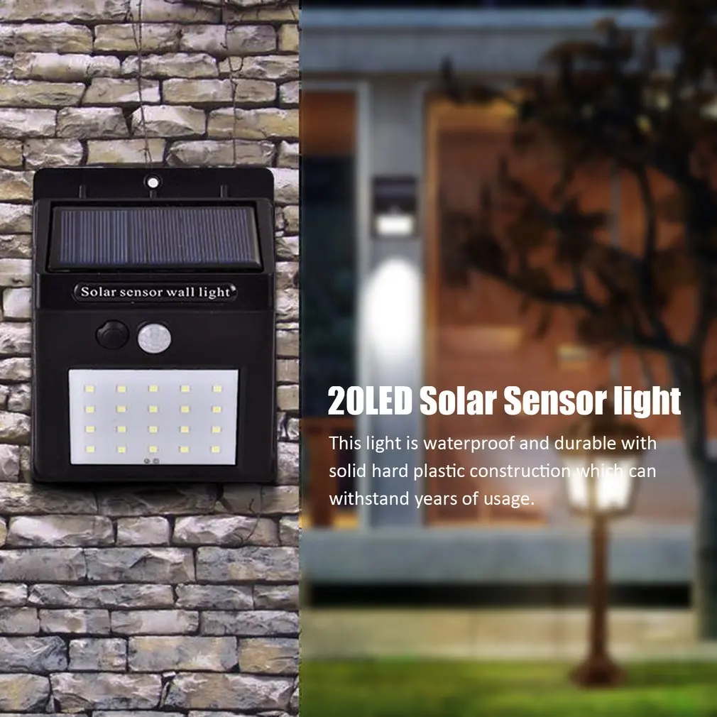 20/30 LED Solar Light Outdoor Solar Wall Lamp Powered Sunlight Waterproof PIR Motion Sensor Street Light Fixture For Garden Deco image_2