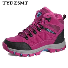 TYDZSMT/женские ботинки г., теплые женские ботильоны из водонепроницаемого флока и плюша, пикантная красная обувь женская обувь для влюбленных Размер 11