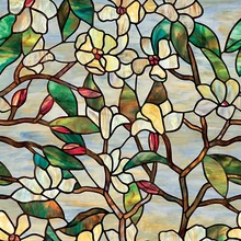 Пленка на окно с рисунком магнолии, статическая защита, защита от солнца, ПВХ, Нетоксичная, многоразовая, прочная, пленка для украшения дома