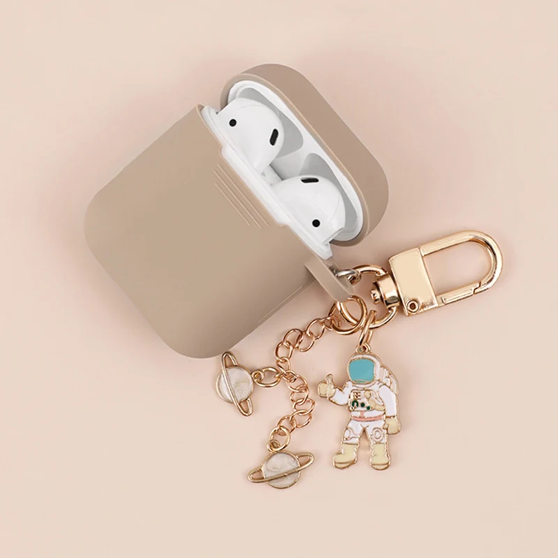 Милый мягкий силиконовый чехол астронавт для AirPods, силиконовый мягкий чехол для беспроводной гарнитуры Bluetooth, Женский чехол, брелок - Цвет: For Airpods 1