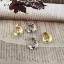 Peri'sBox золотые текстурированные серьги-кольца полые полукруглые Boho серьги в виде тонкого кольца локон окантованные минималистичные серьги для женщин