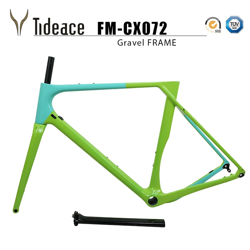 

Tideace 2019 China Aero gravel Bike Frame disc brake CX Carbon Gravel Frame thru axle bicycle frame max 40C or 2.1 tires