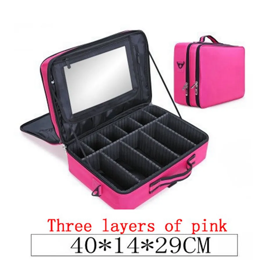 Makeup Box Женский Профессиональный чемодан коробка для макияжа косметичка Органайзер чехол для хранения на молнии Большие туалетные принадлежности, мытье Красота сумка - Color: Makeup Box
