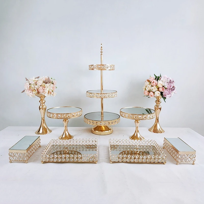 1pcs-13pcs Beautiful Tray 3 tier Cupcake Dessert Display Decoration Tools Wedding Crystal Mirror Cake Stand set