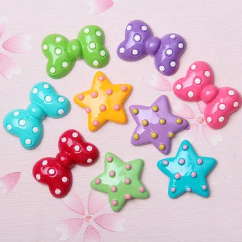 

10Pcs Resin Bot Bow-knot Star Resin Cabochon Flatback Crafts for Kids Hair Bows Center DIY Fit Phone Scrapbooking Accessories