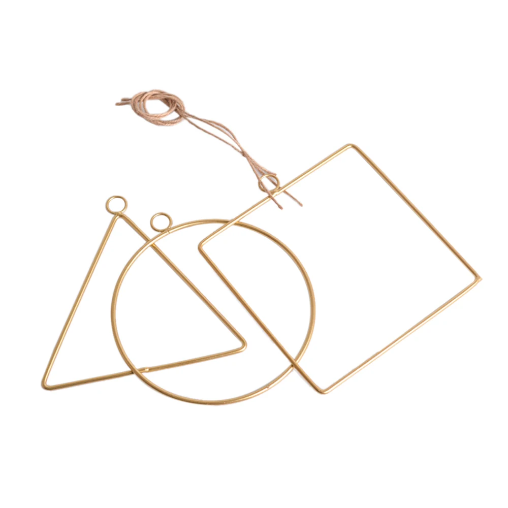 3 Pcs Iron Art Wreath Hanging Hoop Frame Ring Set,Handmade DIY Geometric Wall Garland Hanging Basket Decoration for Wedding