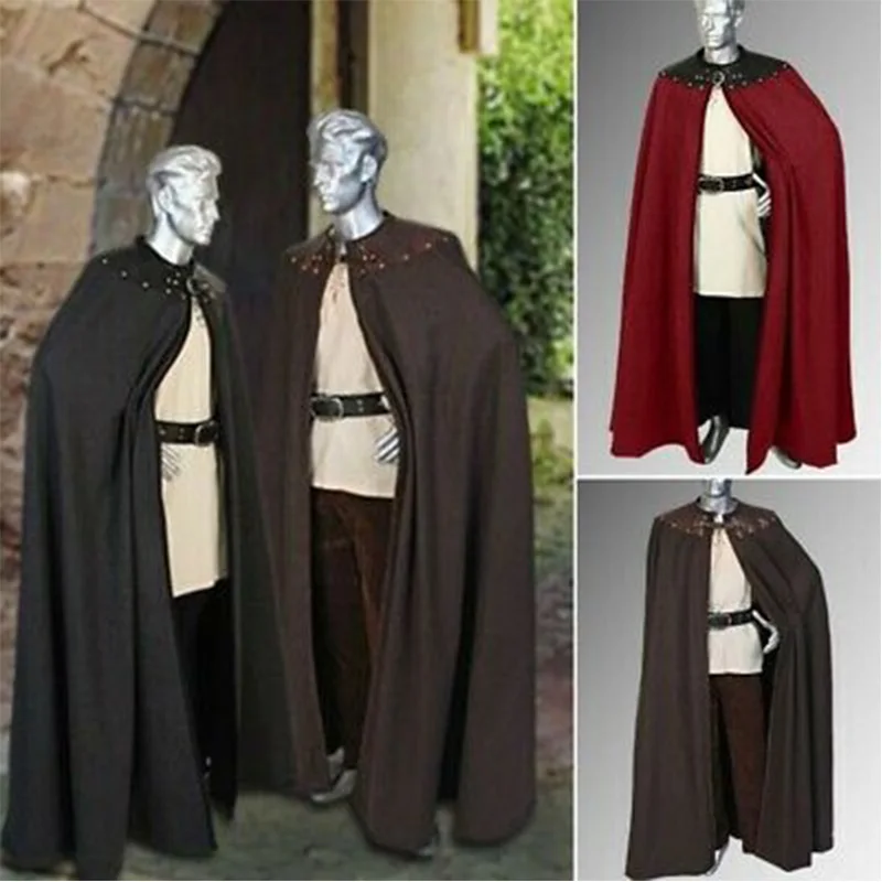

Adult Men Medieval Vintage Knight Maxi Gown Cloak Cape Cosplay Queen Prince Costume Gear Larp Warrior Viking Outfit For Men