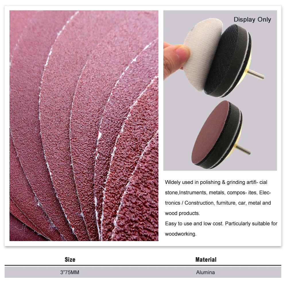 Sanding Discs Polish Sand Paper 3 Inch 75mm Aluminium Oxide 60 to 2000 Grits for Metal Auto Wood