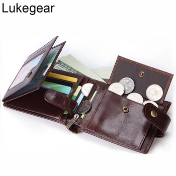 

Lukegear Mens Wallet Leather Genuine 100% Genuine Leather Cowhide Purse with Coin Pocket Retro Short Style
