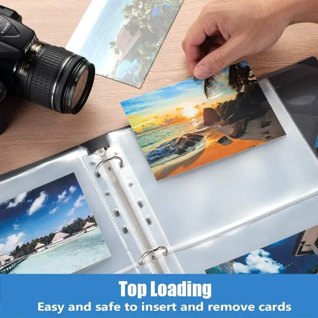 5 Pack Clear Photos or Postcards Page Protectors Plastic Photo Holder  Sleeves for 3 Ring Binder Two 5'' x 7'' Pockets Per Page