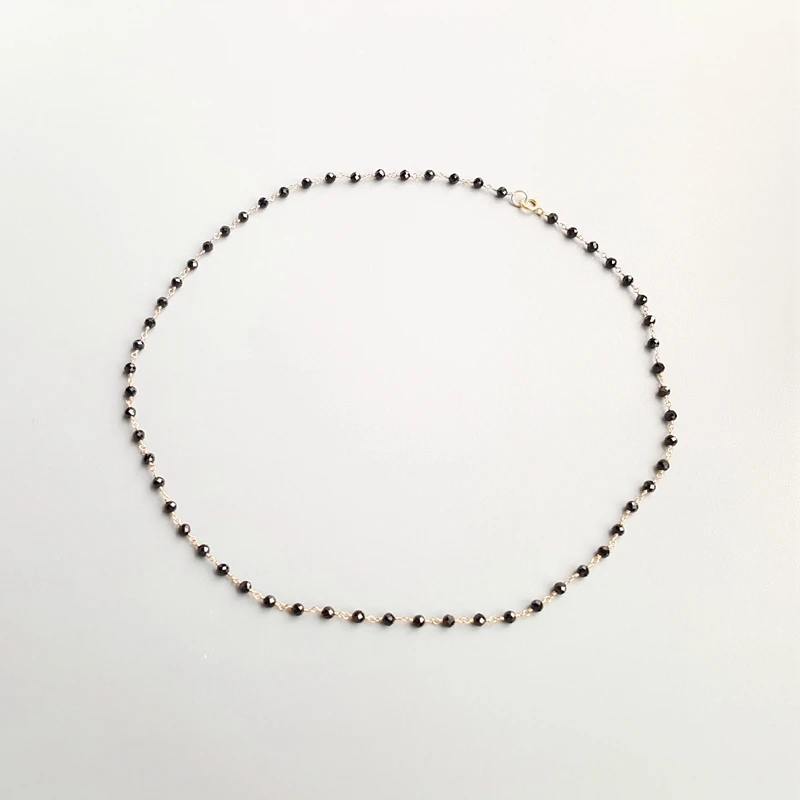 LiiJi уникальные оригинальные черные шпинели 3 мм 925 пробы Серебряное золото цвет ручной работы деликатное Ожерелье 45 см для подарка