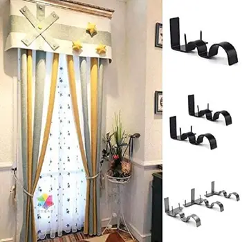 

2 Pcs Curtain Rod Brackets Heavy Duty Single Rod Holders Metal Curtain Rod Wall Brackets With Screw Curtain Rod Bracket No Drill