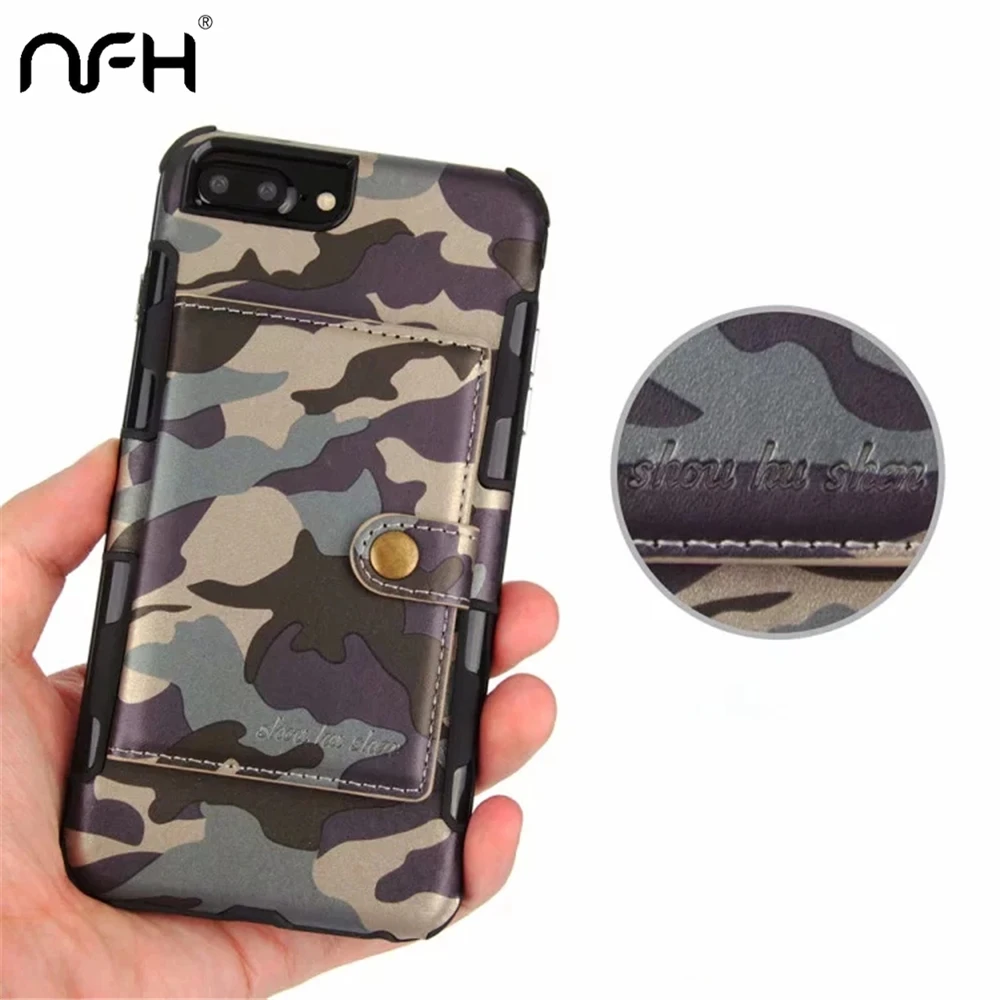NFH армейский Камуфляжный, силиконовый чехол для iPhone 6 6S Plus чехол на 7 Plus 8 Plus X XR XS MAX кошелек с фоторамка со слотом для карты памяти Чехол
