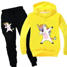 Одежда для детей; одежда с длинными рукавами с единорогом для мальчиков; детская одежда из 2 предметов для девочек; худи с единорогом для девочек; свитер для мальчиков; сезон лето