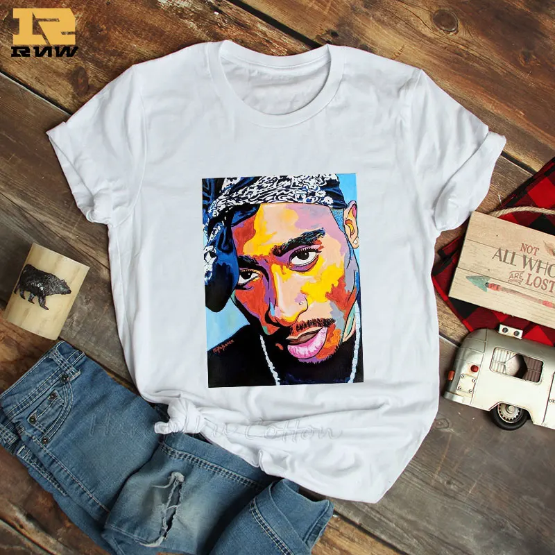 

2019 New fashion Summer casual Tee Shirt 2Pac Tupac Shakur Icon Rap Hip Hop Women Printed T-shirt Short Sleeve 100%Cotton Tops