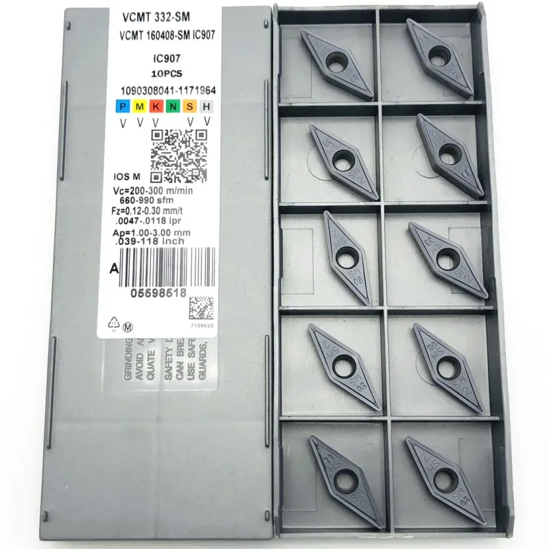 10 шт. VCMT160408 VCMT160404 SM IC907 токарный инструмент станок с ЧПУ сменный режущий VCMT 160408