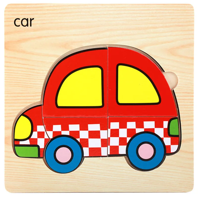 Montessori 3D Wooden Puzzle Baby Toys Educational Toys Plays Cognition Cartoon Grasp Intelligence Puzzles For Kids Wooden Toys 7