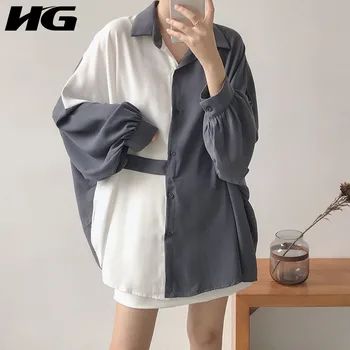 

HG Korean Style Color Matching Plus Size Shirt Bat Sleeve Blouse Women Autumn Women Clothes 2019 Fashion Chiffon Tops ZYQ2054