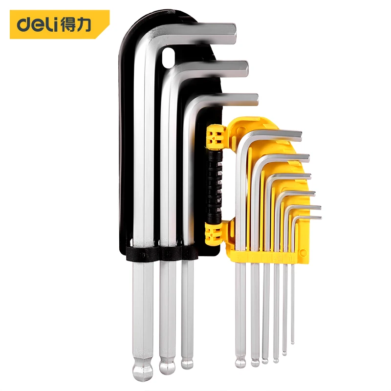 

Deli Ball-End Double-End L Type Screwdriver Hex Wrench Set Allen Key Hexagon Spanner Key Set 1.5-10mm Hand Tool high quality