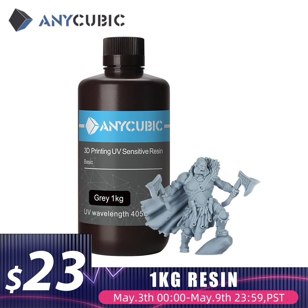 ANYCUBIC-Material de impresión 3D para impresora 3d, resina UV de 405nm para fotones, resina UV sensible al LCD, 1KG de botella líquida