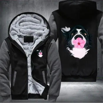 

Border Collie Mens Winter Hoodies Male Harajuku 2020 High Quality Casual Sweatshirts Zipper Warm Sportswear Thicken Warm Outwear