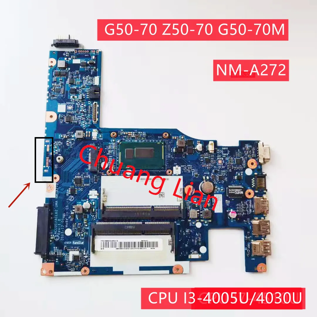 NM-A272 для Lenovo G50-70 Z50-70 G50-70M Материнская плата ноутбука ACLU1/ACLU2 с процессором I3-4005U/4030U