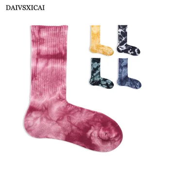 

1Pairs/lot=2Pieces Tie-dye Mens Fashion Socks Casual Street Personality Tide Socks For Male High Quality