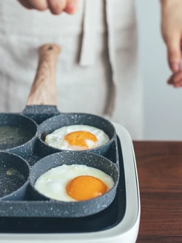 

Four-Hole Frying Pan Omelet Grill Pancake Steak Pans Thickened Cooking Non-stick Egg Ham Pot Breakfast Maker Cookware pots Set