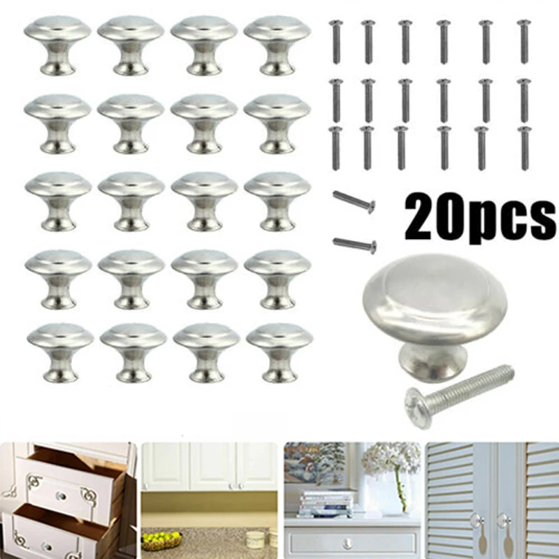 

20Pcs Stainless Steel Cabinet Door Handles Drawer Pulls Knobs Bathroom Kitchen Cabinet Door Wardrobe Handles Hardware