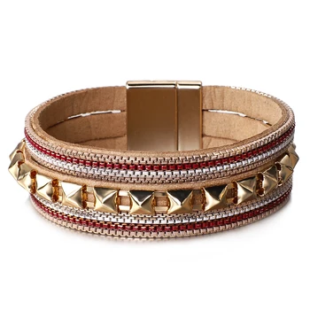 

Amorcome Rivet Leather Bracelets for Women Fashion 2020 Multilayer Wrap Bracelets & Bangles Charms Jewelry Femme Accessories