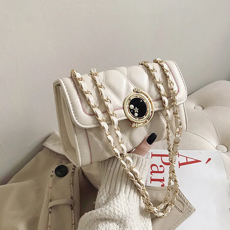 

pu small square bag 2020 new Korean version of the stylish diamond female bag chain shoulder messenger bag