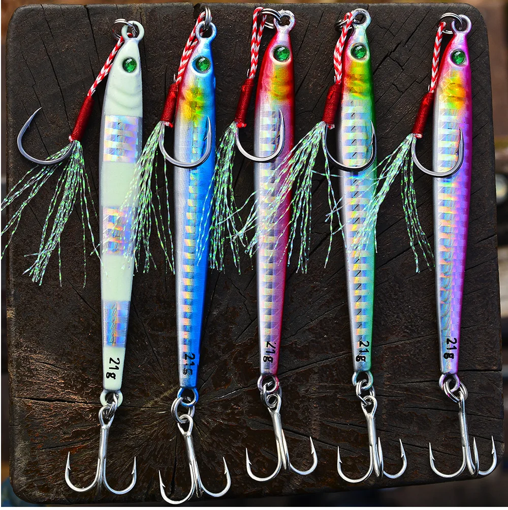 

1PCS 28g fishing metal lead fish road sub-bait 5color hook iron plate false bait Nightlight road sub-bionic bait fishing LF027