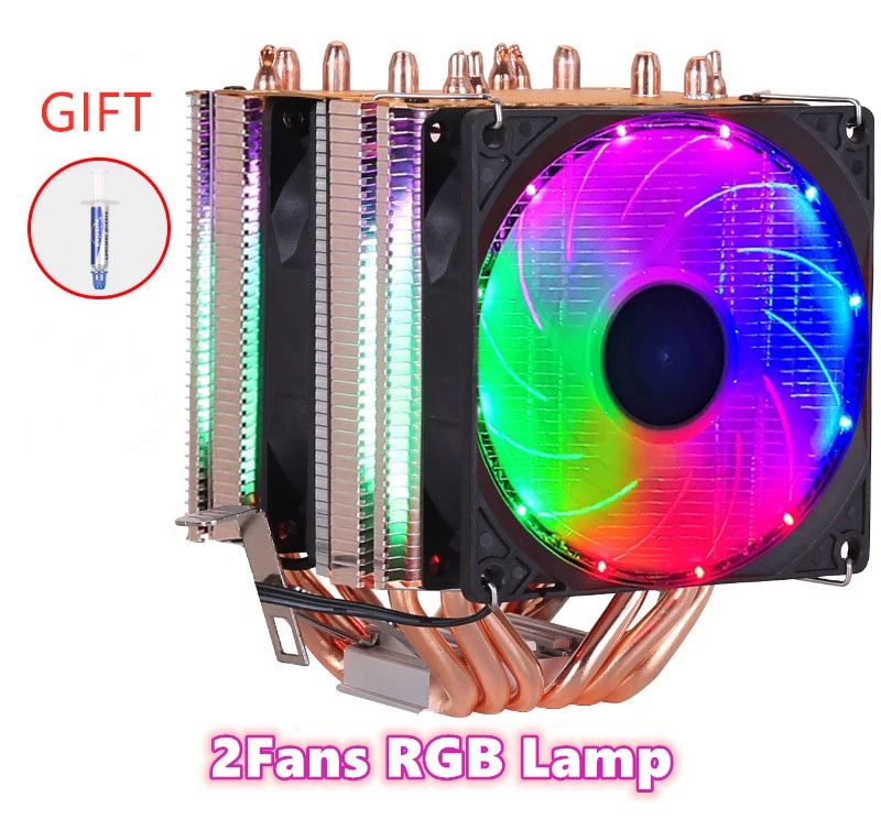 6 тепловые трубки RGB Процессор кулер бесшумный PWM 4PIN 130W TDP для Intel 1150 1155 1156 1366 2011 X79 X99