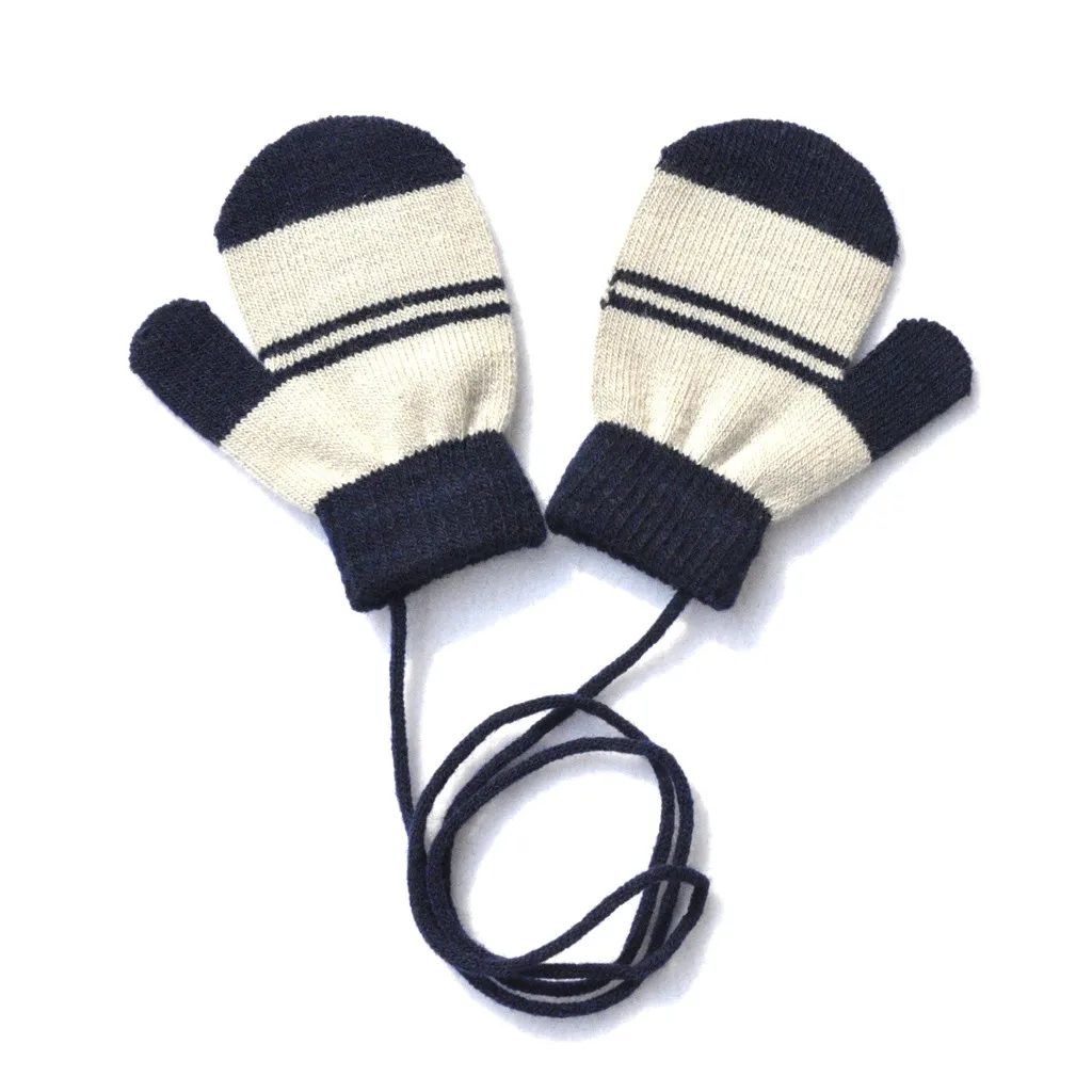 Зимние перчатки guantes Детские Зимние теплые Разноцветные полосатые вязаные милые с веревочными перчатками стильные перчатки грелки для рук#351119