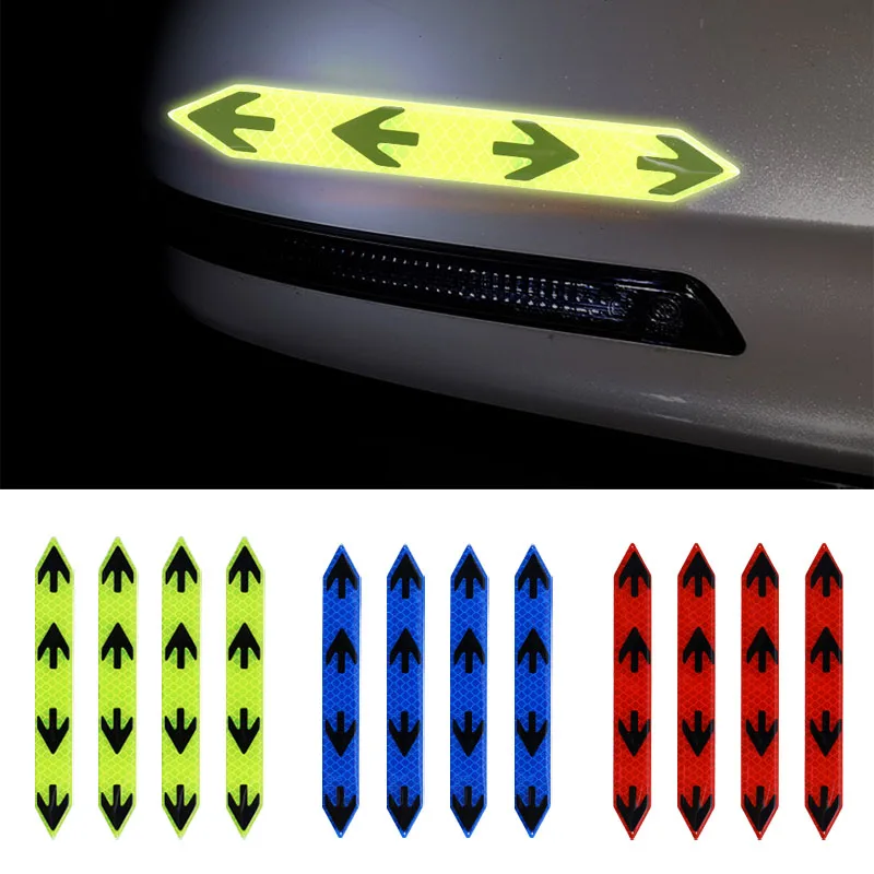 4Pcs Car Stickers Reflective Strips With Anti-Collision Warning
