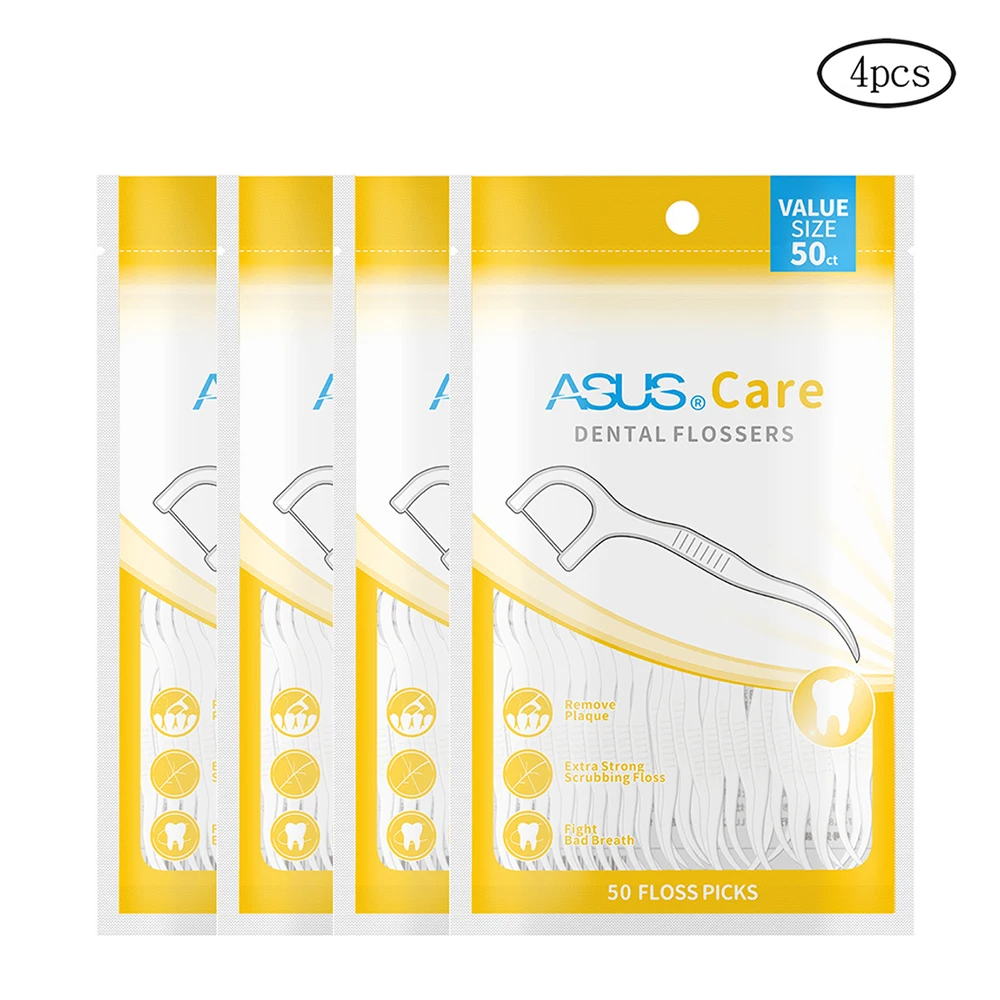

200pcs High Tensile Dental Floss Stick Portable Dental Care Flossing Tooth Gap Cleaner Toothpick 4 Bag Floss Picks For Kids